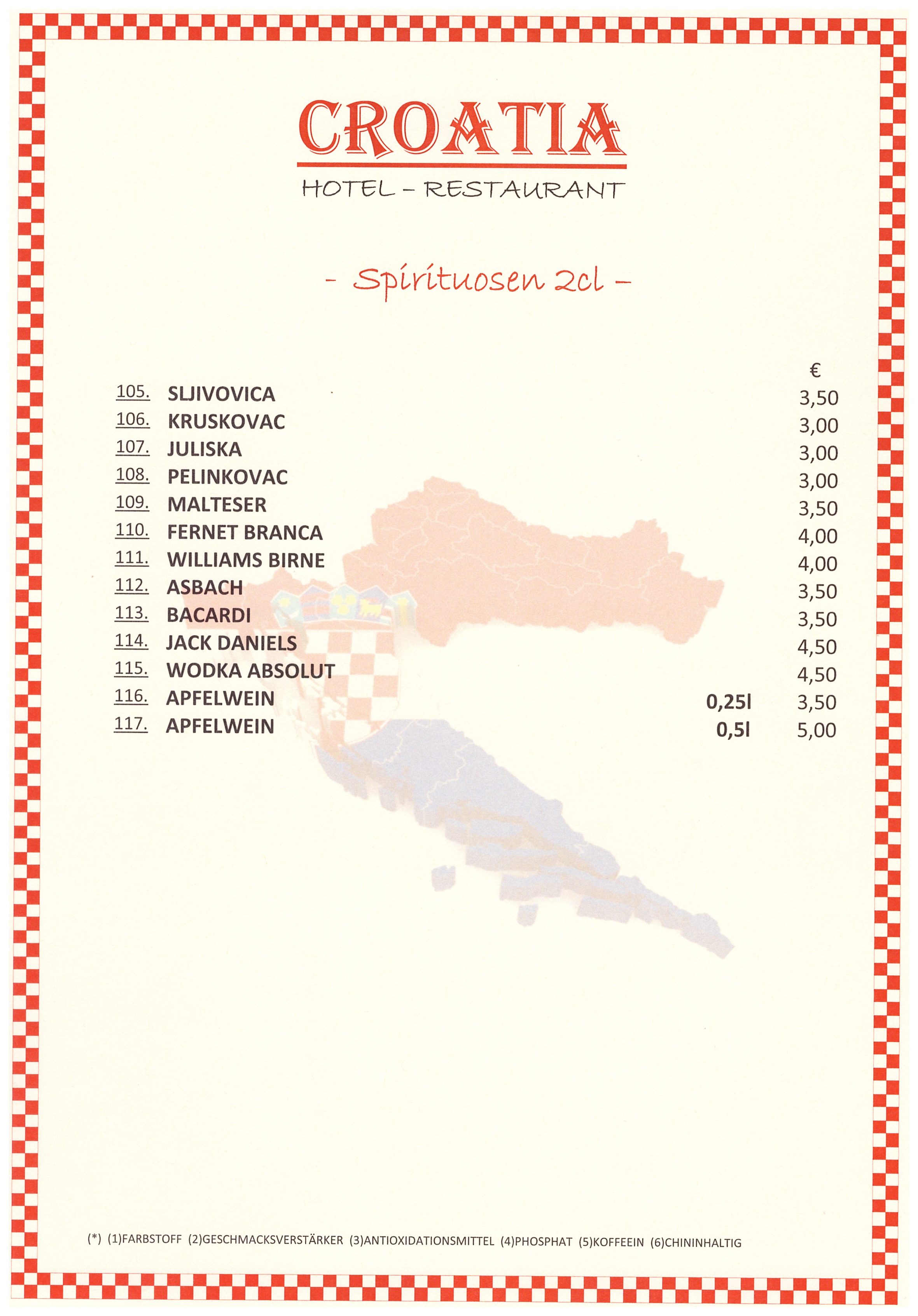 Getränkekarte Seite 3 – Hotel Restaurant Croatia Idstein
