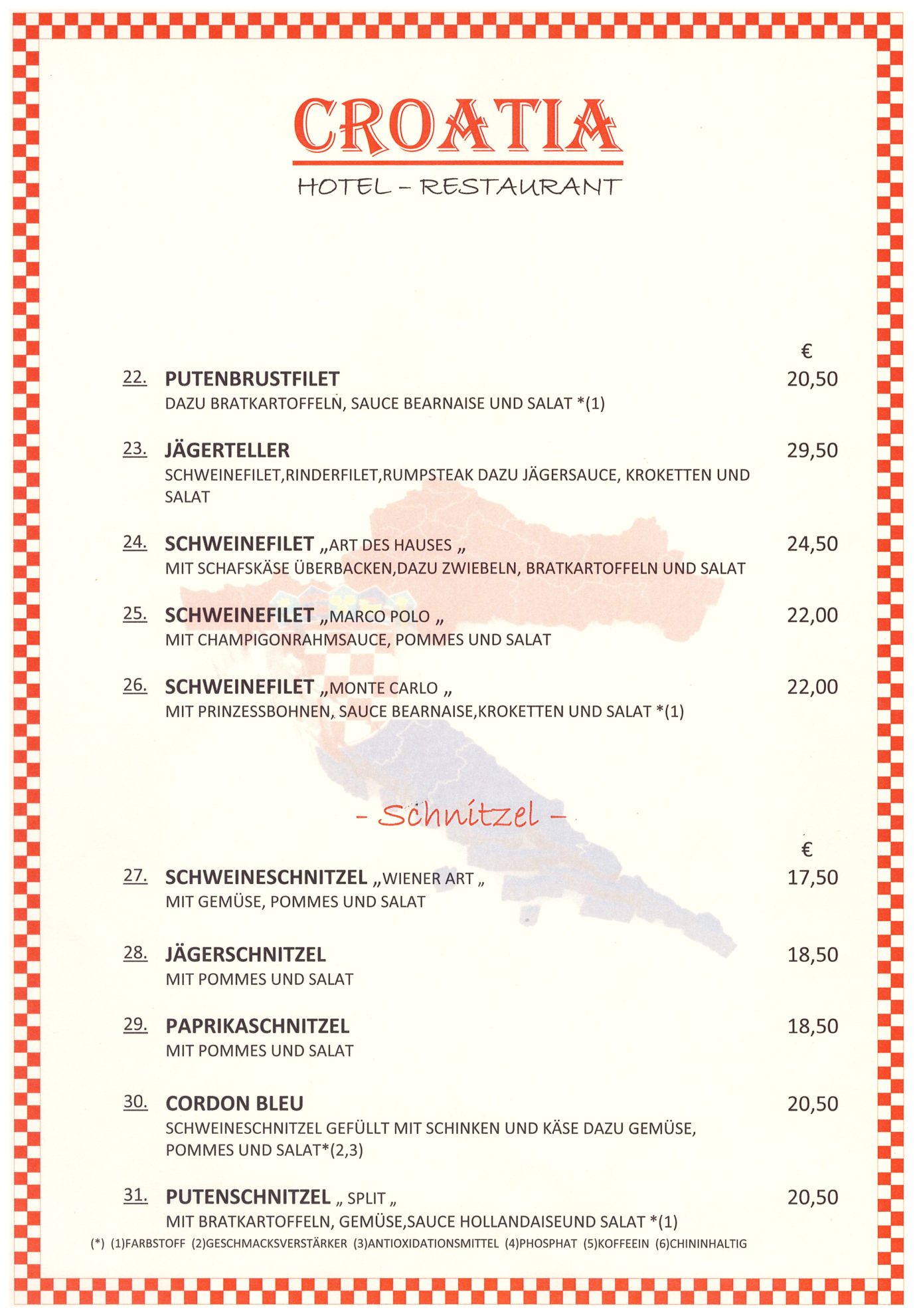 Speisekarte Seite 3 – Hotel Restaurant Croatia Idstein