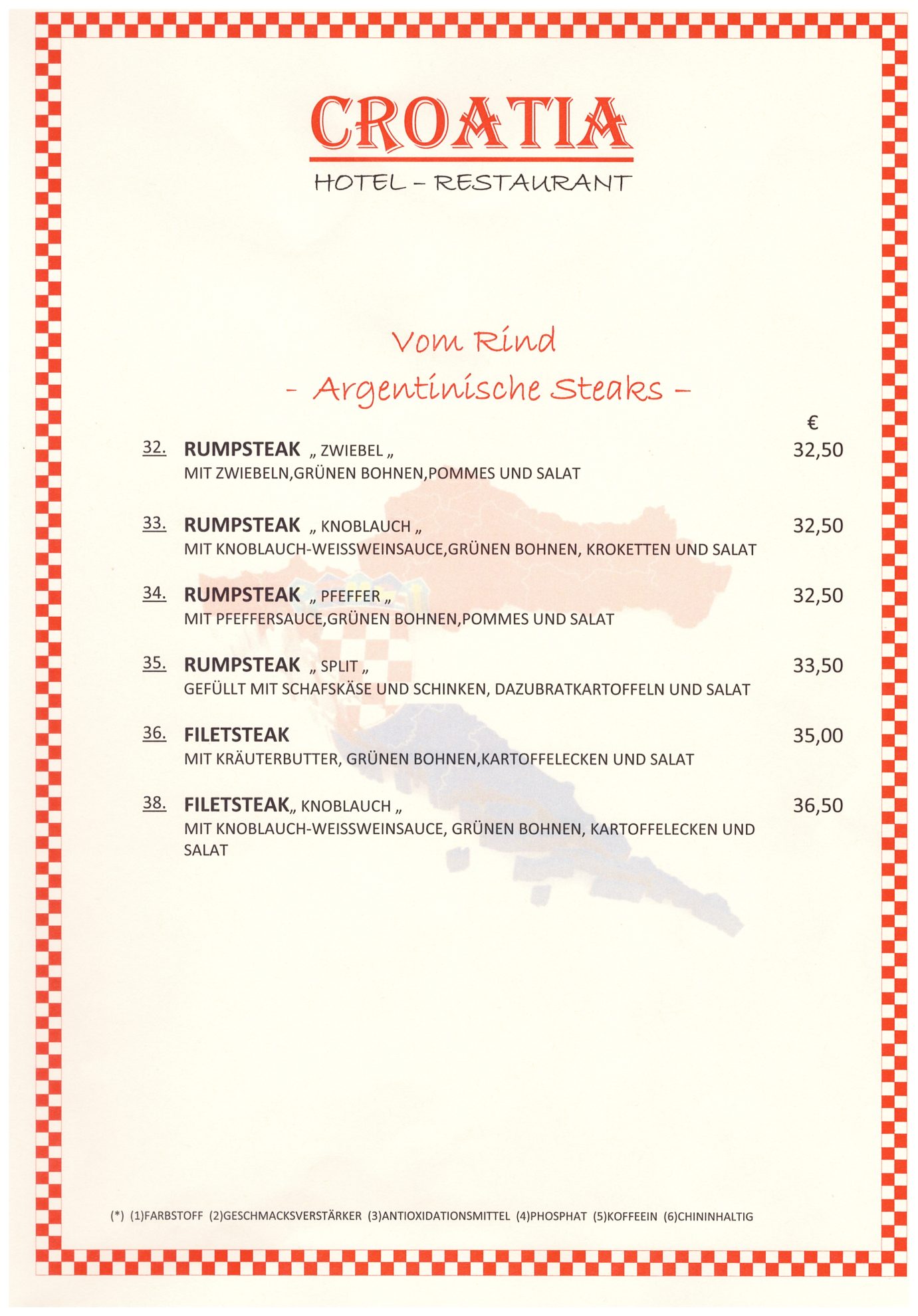 Speisekarte Seite 4 – Hotel Restaurant Croatia Idstein