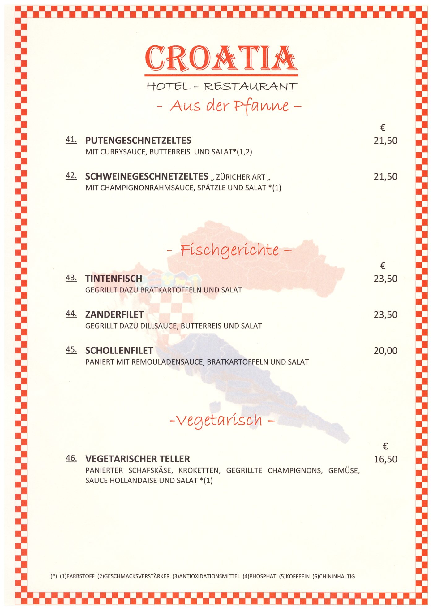 Speisekarte Seite 5 – Hotel Restaurant Croatia Idstein