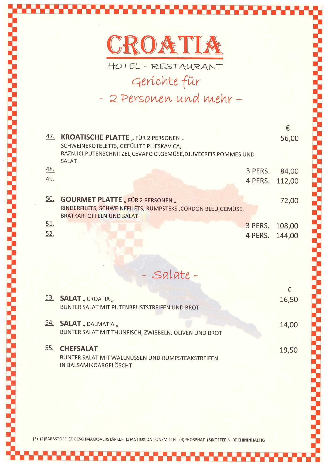 Speisekarte Seite 6 – Hotel Restaurant Croatia Idstein