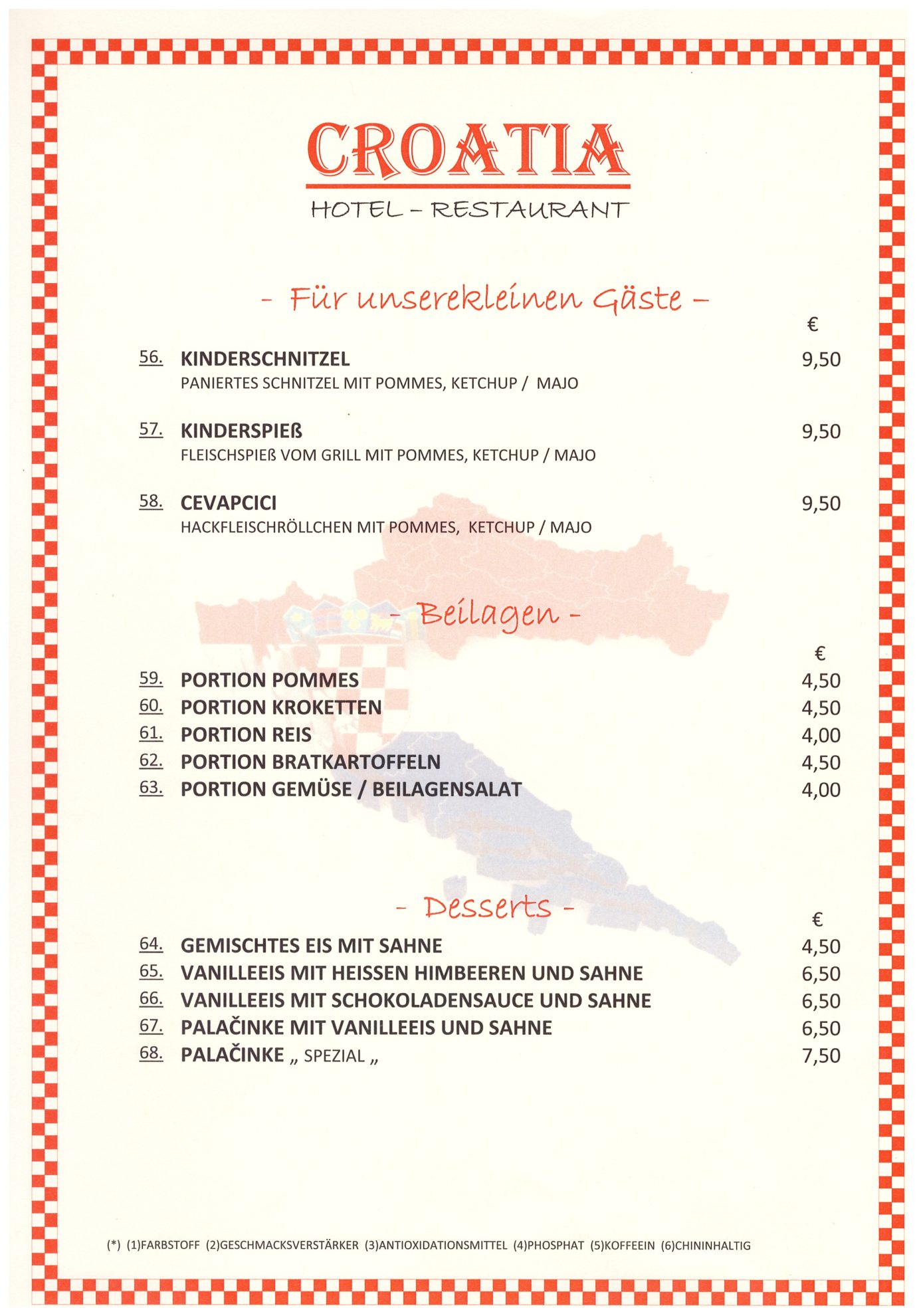 Speisekarte Seite 7 – Hotel Restaurant Croatia Idstein