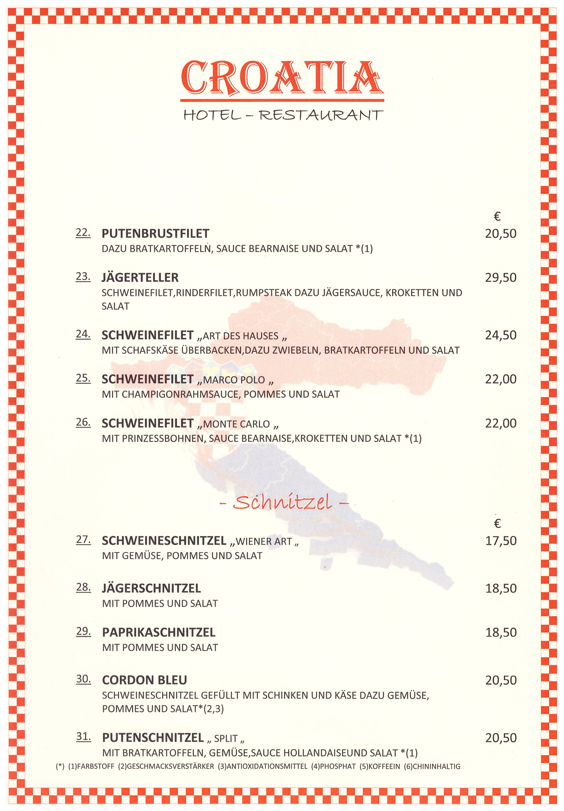 Speisekarte Seite 3 – Hotel Restaurant Croatia Idstein
