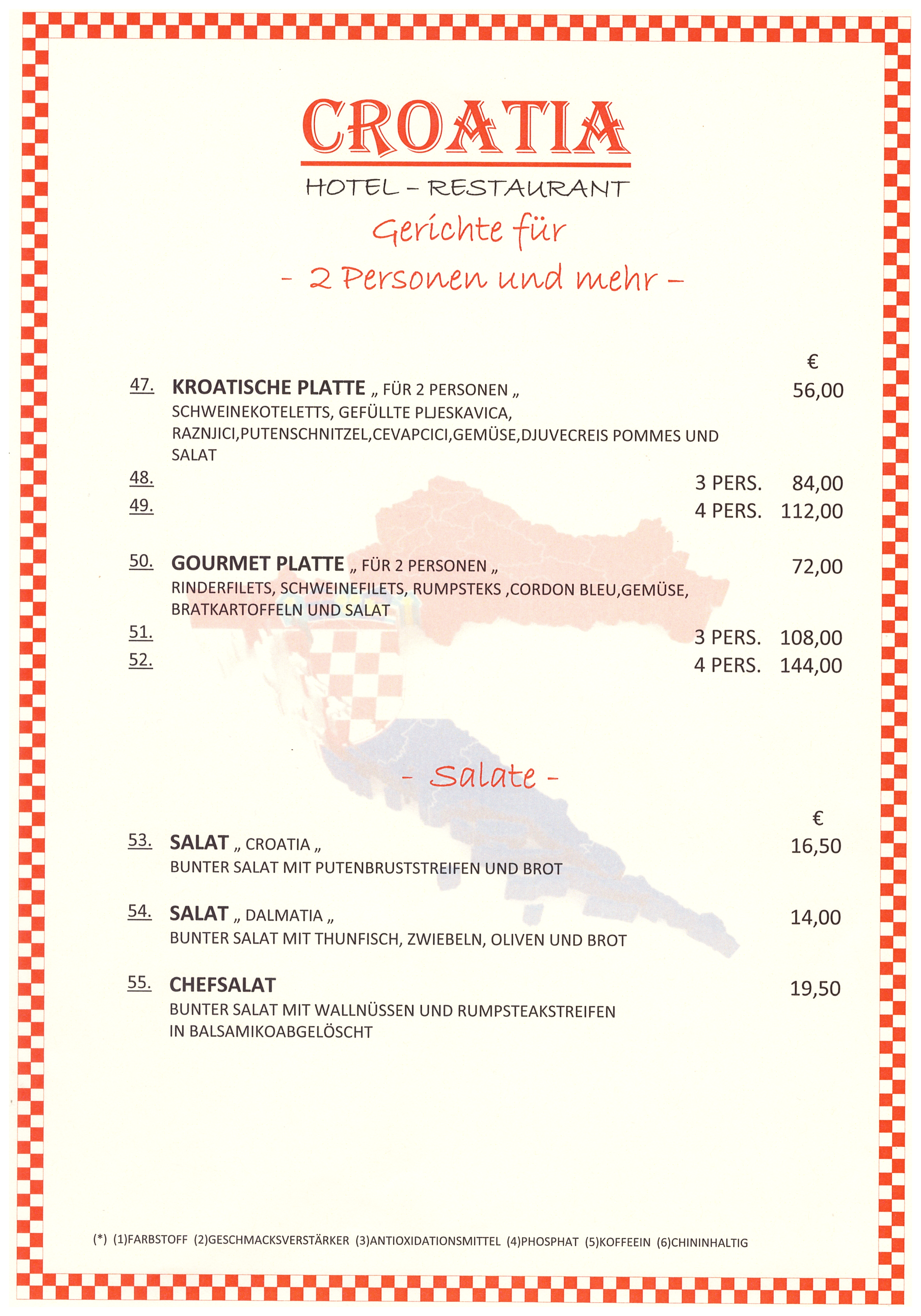Speisekarte Seite 6 – Hotel Restaurant Croatia Idstein